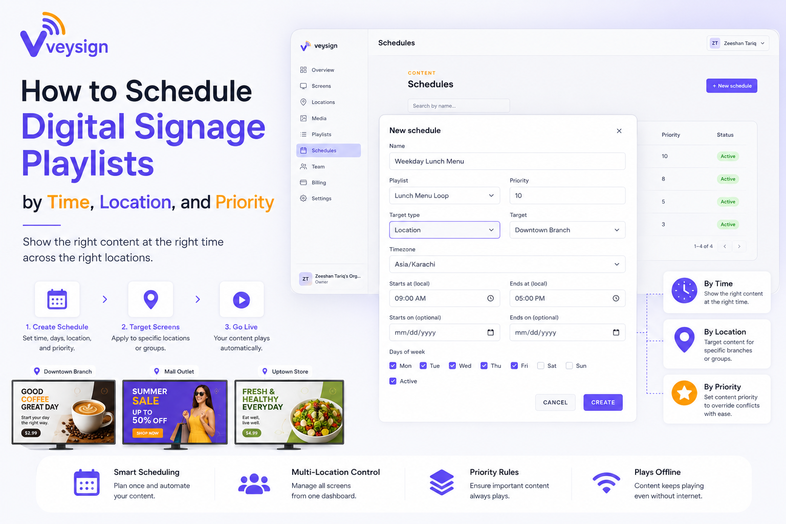 How to Schedule Digital Signage Playlists by Time, Location, and Priority